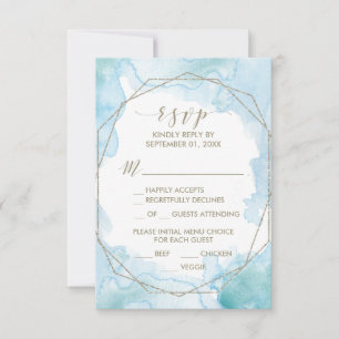 Geometric Watercolor Light Menu Choice RSVP Card