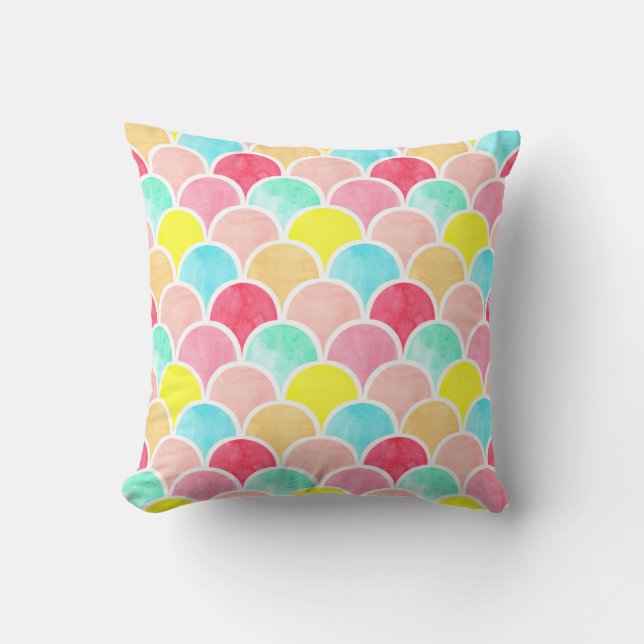 geometric watercolor seamless pattern, scales of m cushion (Front)