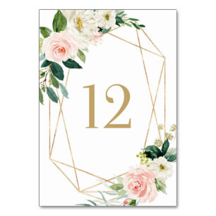 Geometric Watercolor Spring Blooms Table 12 Table Number