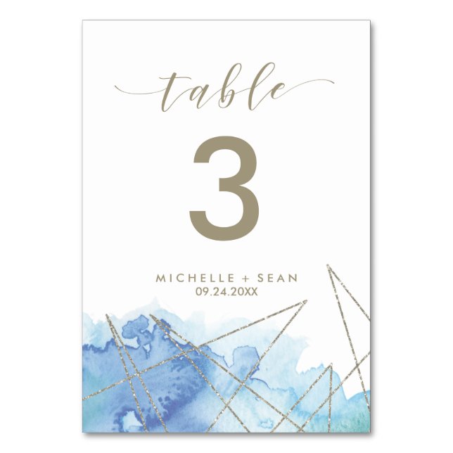 Geometric Watercolor Table Number (Front)