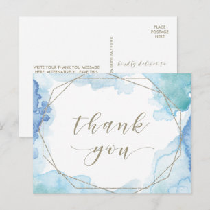 Geometric Watercolor Thank You Postcard