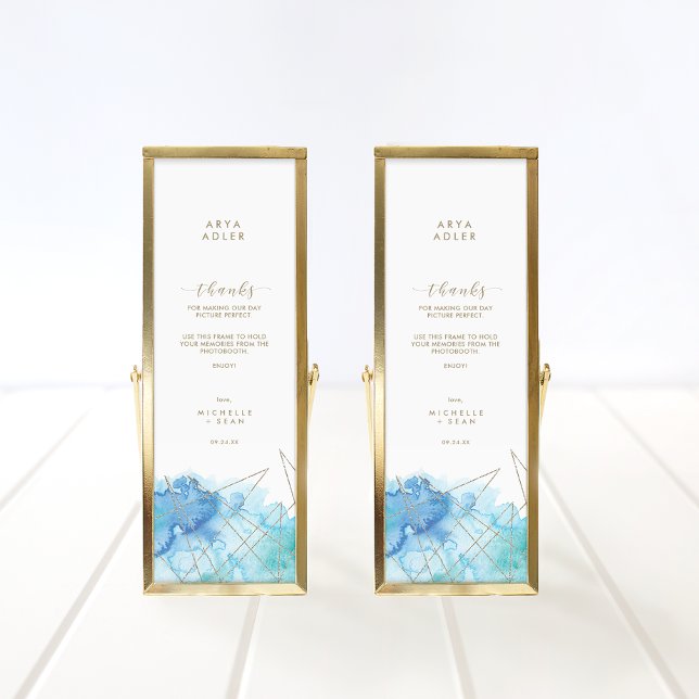 Geometric Watercolor Wedding Photobooth Place Card (Creator Uploaded)