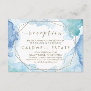 Geometric Watercolor Wedding Reception Card