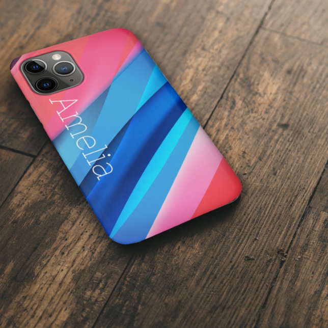 Geometric wave coral blue Case-Mate iPhone case (Creator Uploaded)