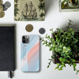 Geometric wave dusty blue pink iPhone 11 pro case