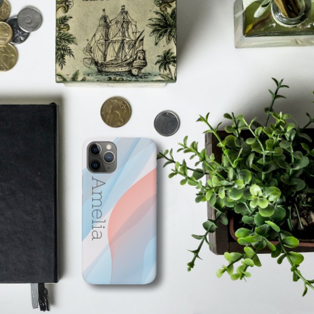 Geometric wave dusty blue pink Case-Mate iPhone case (Creator Uploaded)