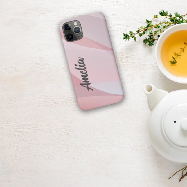 Geometric wave pastel  pink rose-colour with name  Case-Mate iPhone case (Creator Uploaded)