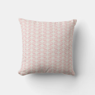 Geometric Wavy Stripes Strawberry Pink OffWhite Cushion