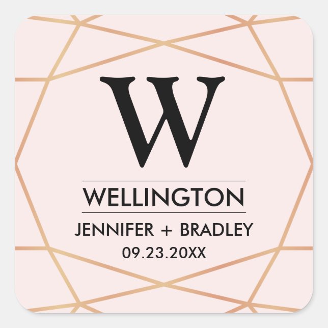 Geometric Wedding Favour Sticker | Custom Colour (Front)