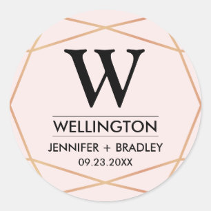 Geometric Wedding Favour Sticker   Custom Colour