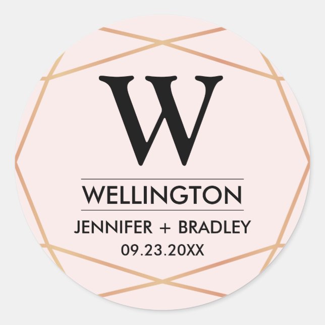 Geometric Wedding Favour Sticker | Custom Colour (Front)