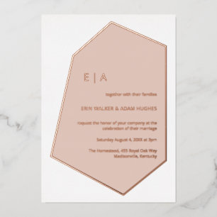 Geometric Wedding Gem Dusty Pink Rose Gold Foil