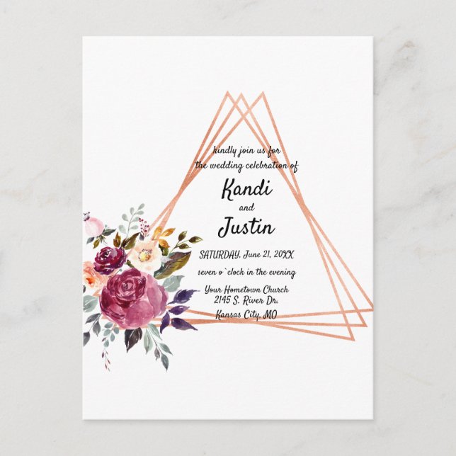 Geometric Wedding Invite Postcard (Front)