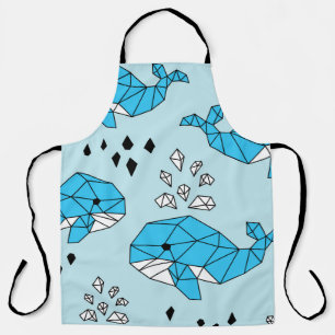 Geometric Whale: Cute Seamless Pattern Apron