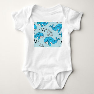 Geometric Whale: Cute Seamless Pattern Baby Bodysuit