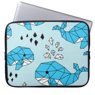 Geometric Whale: Cute Seamless Pattern Laptop Sleeve