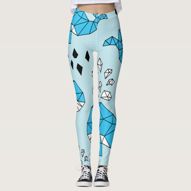 Geometric Whale: Cute Seamless Pattern Leggings (Front)