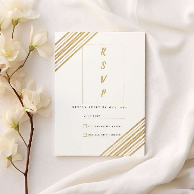 Geometric white and gold typography RSVP Invitation (Geometric white and gold typography RSVP)
