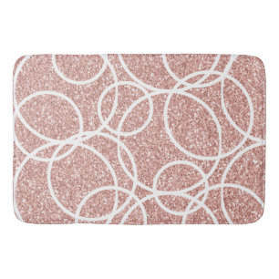 Geometric White Circle Blush Pink Glitter Abstract Bath Mat
