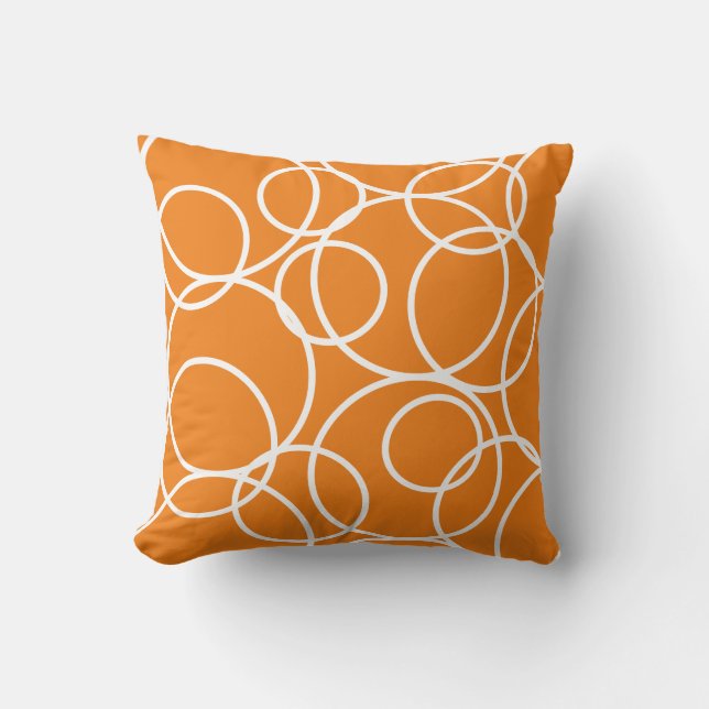 Geometric White Circles Abstract Modern Grey Throw Cushion (Front)