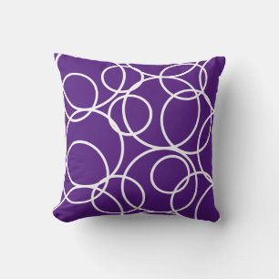 Geometric White Circles Abstract Modern Purple Cushion