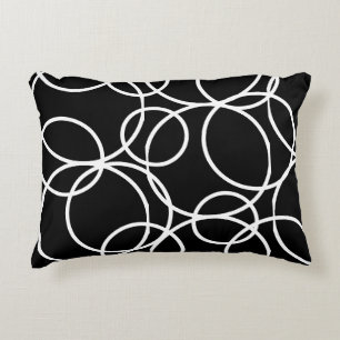 Geometric White Circles Black Modern Abstract  Pil Decorative Cushion