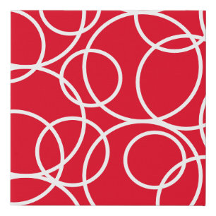 Geometric White Circles Red Modern Abstract Faux Canvas Print