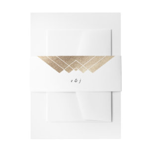 Geometric White Gold Gatsby Wedding Invitation Belly Band