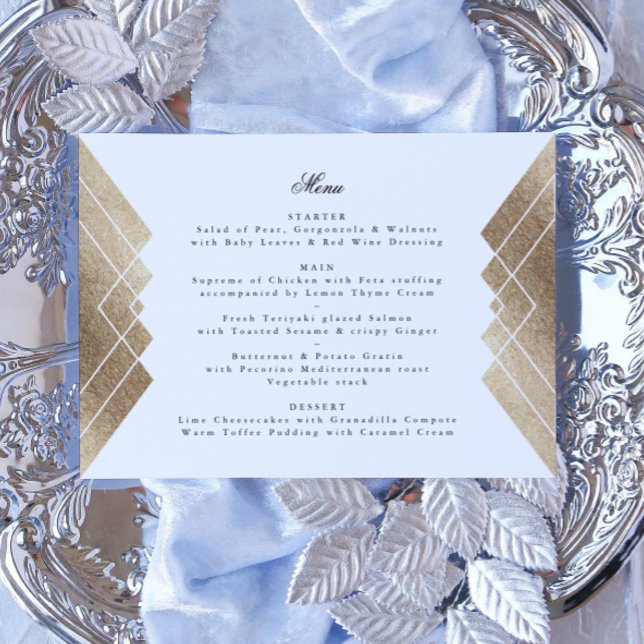 Geometric White Gold Gatsby Wedding Menu (Creator Uploaded)