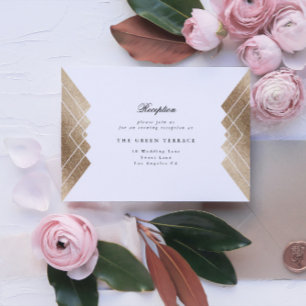 Geometric White Gold Gatsby Wedding Reception Card