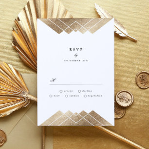 Geometric White Gold Gatsby Wedding RSVP