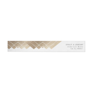 Geometric White Gold Gatsby Wedding Wrap Around Label