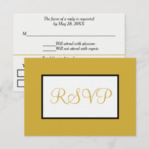 Geometric White Gold RSVP Card