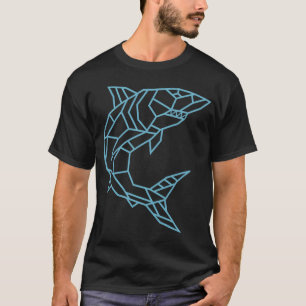 Geometric White Great Shark Blue Colour T-Shirt