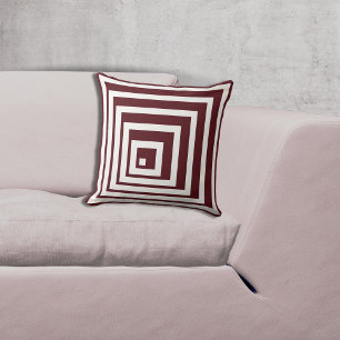 Geometric White & Red Corner Pattern Cushion