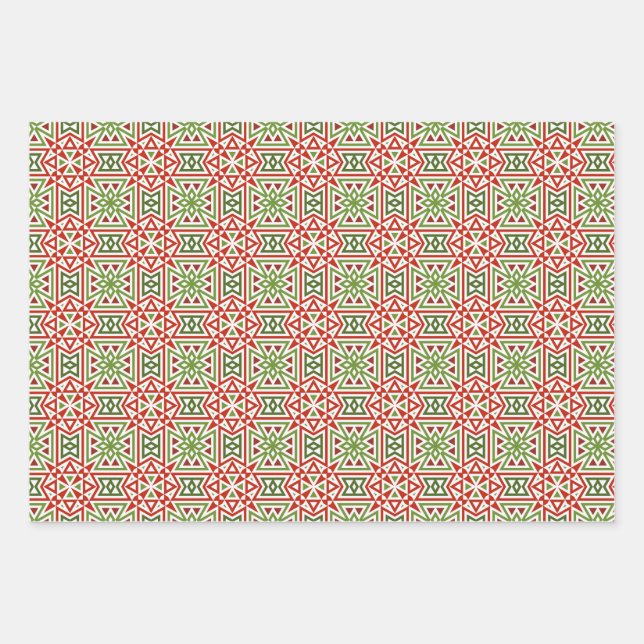 Geometric Winter Holiday Gift Wrapping Sheets (Front)
