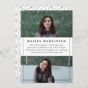 Geometric with Frame Two Photo Graduation Party Invitation