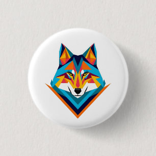Geometric wolf 3 cm round badge