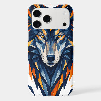 Geometric Wolf Black & Orange Polygonal Art