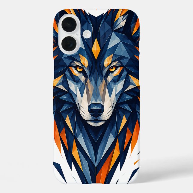 Geometric Wolf Black & Orange Polygonal Art Case-Mate iPhone Case (Back)