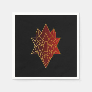 Geometric wolf Gold luxury red gradient Napkin