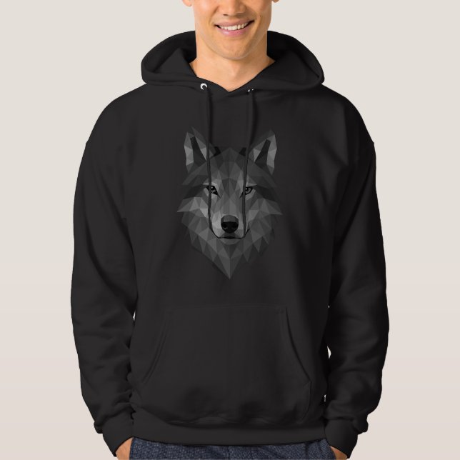 Geometric Wolf Head | Polygon Art with Alpha Style Hoodie (Front)