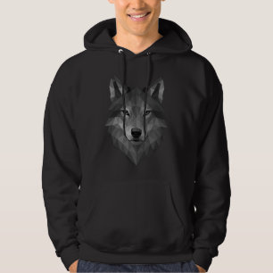 Geometric Wolf Head   Polygon Art with Alpha Style Hoodie