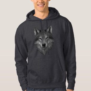 Geometric Wolf Head Polygon Art with Alpha Style Hoodie
