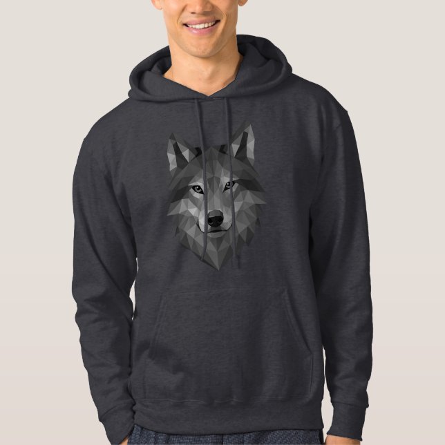 Geometric Wolf Head | Polygon Art with Alpha Style Hoodie (Front)
