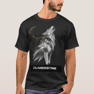 Geometric Wolf Howling Moon  T-Shirt