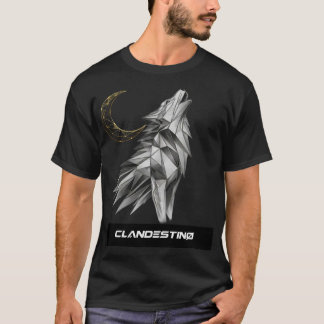 Geometric Wolf Howling Moon T-Shirt