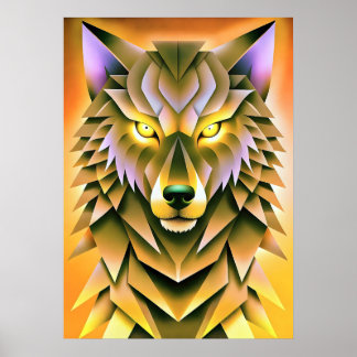 Geometric Wolf Illustration Animal Design Poster