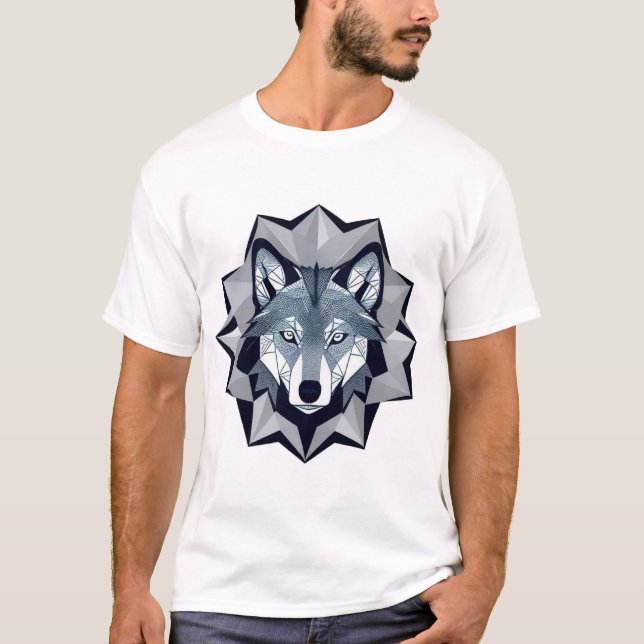 Geometric Wolf Illustration T-Shirt (Front)