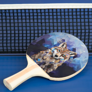 Geometric Wolf Mountain Ping Pong Paddle